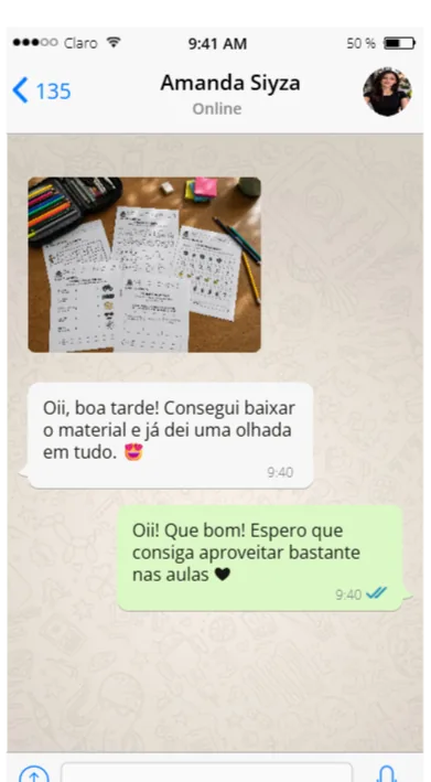 Captura de conversa enviada ao site original sobre o material, mensagem 3